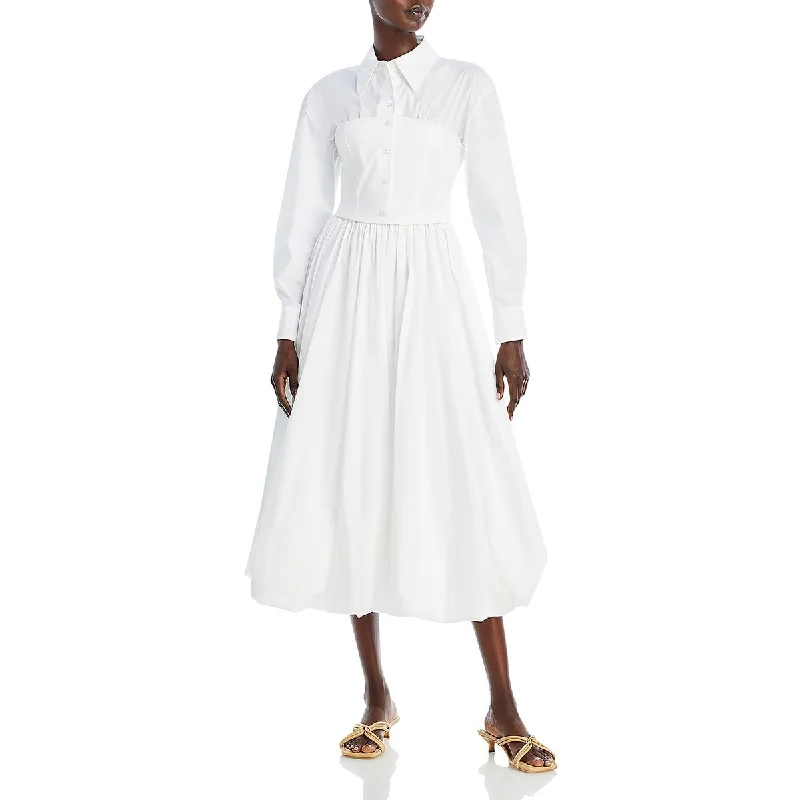 A.W.A.K.E MODE Womens Puff Collar Midi Dress Trendy Square Neck Midi Dress