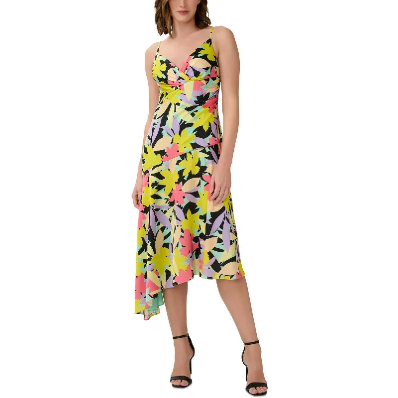 Aidan by Aidan Mattox Womens Asymmetric Long Midi Dress Fashionable Sheer Sleeve Midi Dress Aidan by Aidan Mattox Womens Asymmetric Long Midi Dress Fashionable Sheer Sleeve Midi Dress