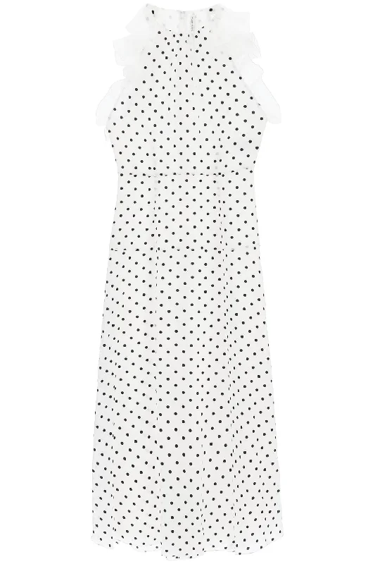 Alessandra rich sleeveless maxi dress in polka FABX3744 F4309 WHITE BLACK