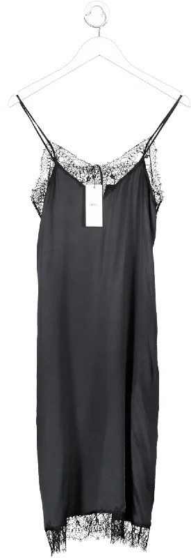 AMI alexandre mattiussi Black Lace-trim Midi Dress UK 6 Fashionable Plaid Midi Dress AMI alexandre mattiussi Black Lace-trim Midi Dress UK 6 Fashionable Plaid Midi Dress