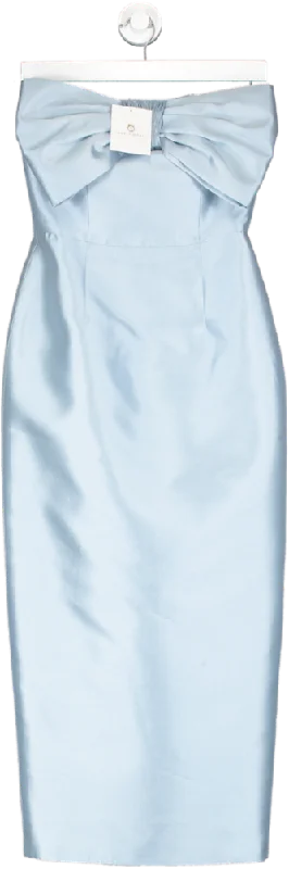ALEXIA MARÍA Blue Bettina Silk And Wool Midi Dress BNWT UK 6 Trendy Off-Shoulder Ruffle Midi Dress ALEXIA MARÍA Blue Bettina Silk And Wool Midi Dress BNWT UK 6 Trendy Off-Shoulder Ruffle Midi Dress