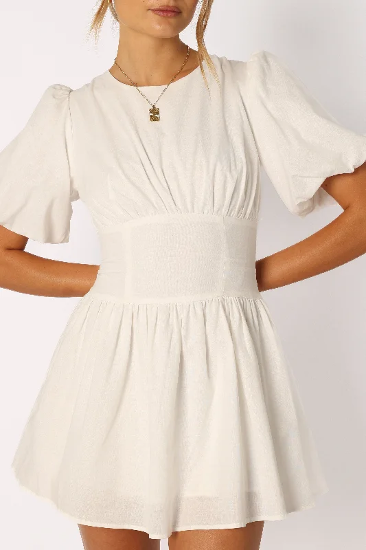 Alfie Mini Dress - White Trendy Off-Shoulder Dress Mini