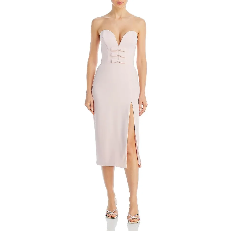Amanda Uprichard Womens Strapless Midi Midi Dress Cozy Ribbed Knit Midi Dress