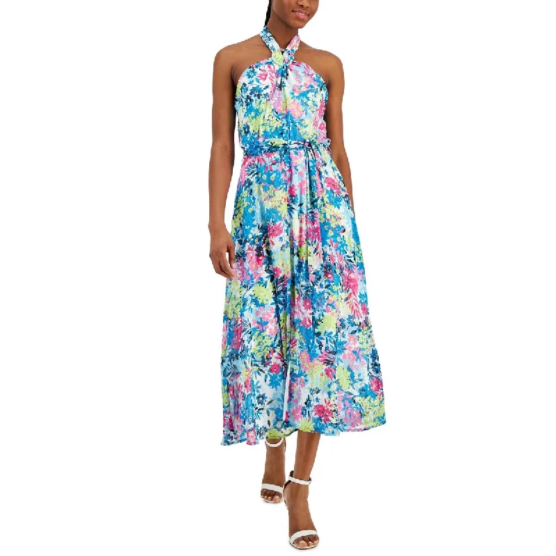 Anne Klein Womens Chiffon Floral Midi Dress Comfortable Knitwear Midi Dress