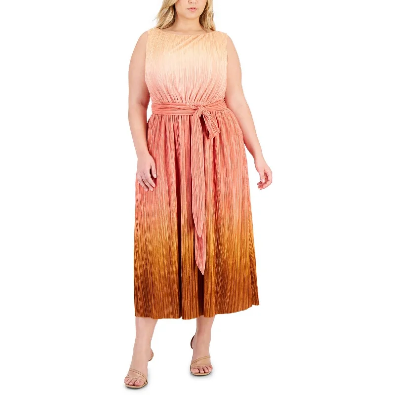 Anne Klein Womens Plus Ombre  Midi Dress Stylish Striped Midi Dress