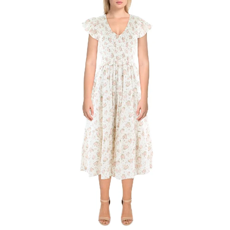 Aqua Womens Cotton Calf Midi Dress Trendy Bodycon Midi Dress