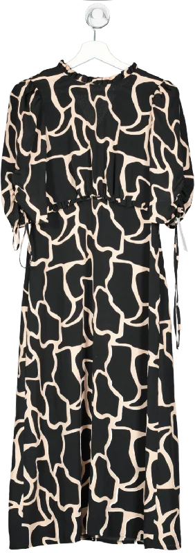 Aura Black Crepe Midi Dress UK 8 Trendy Square Neck Midi Dress
