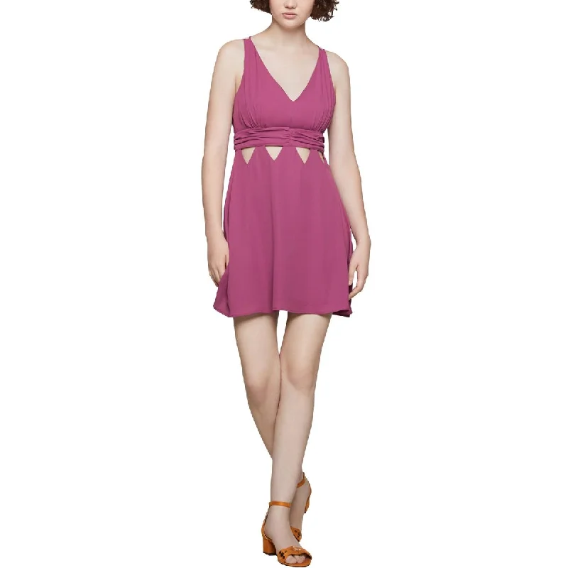 BCBGeneration Women's Gathered Cut-Out V-Neck Sleeveless Mini Dress Trendy Denim Mini Dress BCBGeneration Women's Gathered Cut-Out V-Neck Sleeveless Mini Dress Trendy Denim Mini Dress