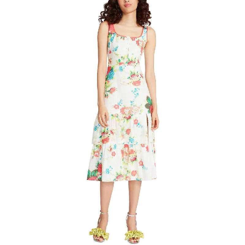 Betsey Johnson Womens Riviera Floral Front Slit Midi Dress Trendy Off-Shoulder Ruffle Midi Dress Betsey Johnson Womens Riviera Floral Front Slit Midi Dress Trendy Off-Shoulder Ruffle Midi Dress
