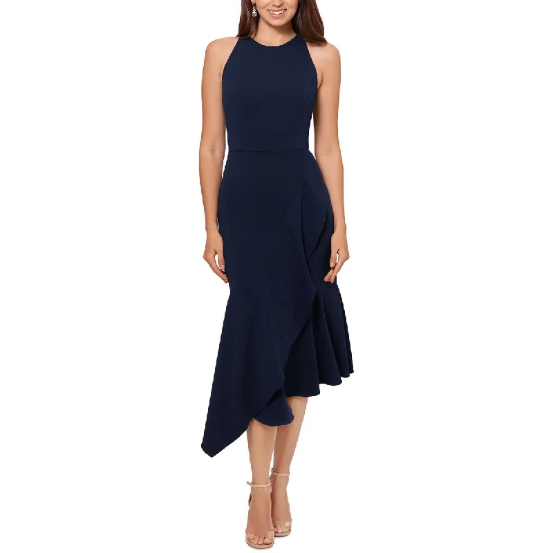 Betsy & Adam Womens Crepe Asymmetric Midi Dress Fashionable Pencil Midi Dress