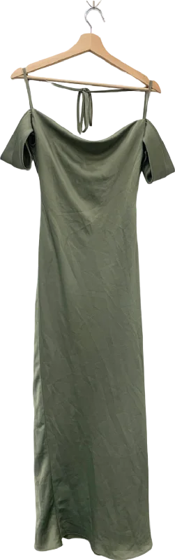 BHLDN Green Off-Shoulder Midi Dress UK 4 Trendy Knit Midi Dress