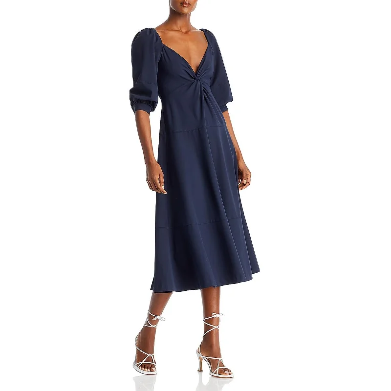 Cinq a Sept Womens Kristine Knot-Front  Midi Dress Comfortable Stretch Midi Dress