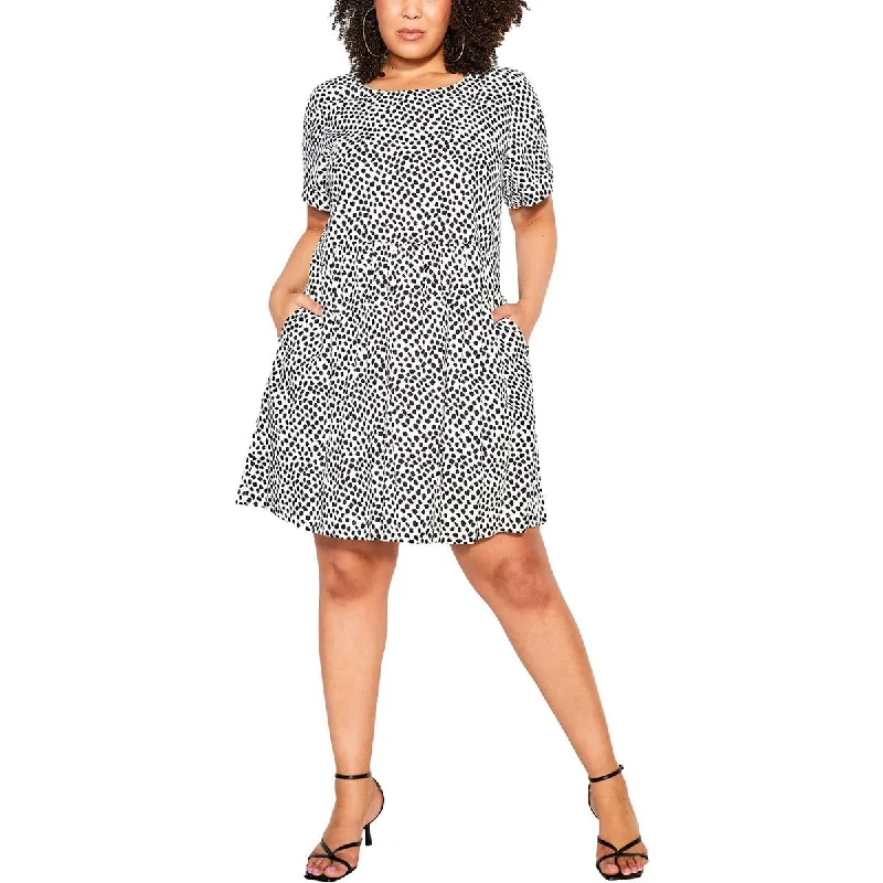 City Chic Womens Billie Spot Linen Midi Dress Stylish Halter Neck Midi Dress