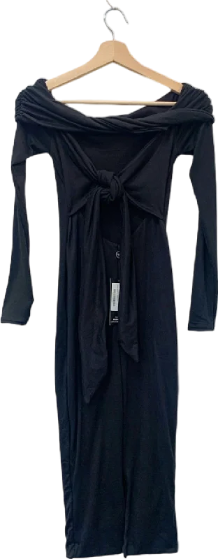 Club L London Black Bardot Tie Back Bodycon Midi Dress UK 6 Trendy Floral Wrap Midi Dress Club L London Black Bardot Tie Back Bodycon Midi Dress UK 6 Trendy Floral Wrap Midi Dress