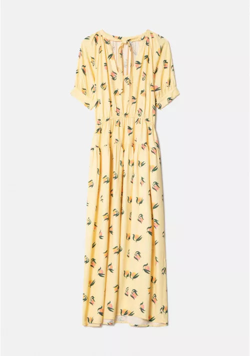 Compania Fanstastica Peach Print Midi Dress Comfortable Geometric Print Midi Dress