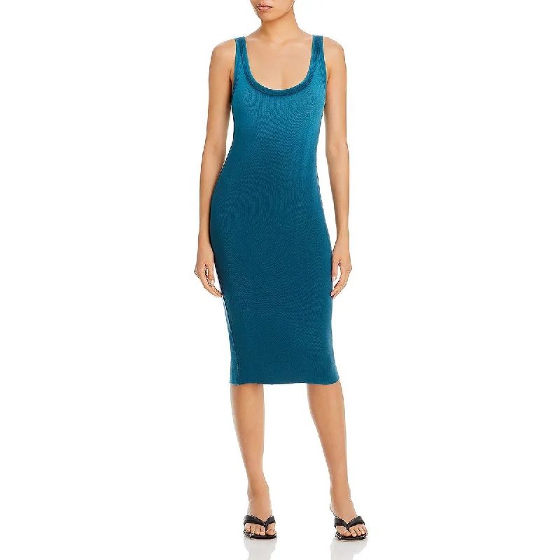 Cotton Citizen Womens Verona Ribbed Knee Midi Dress Cozy A-Line Midi Dress