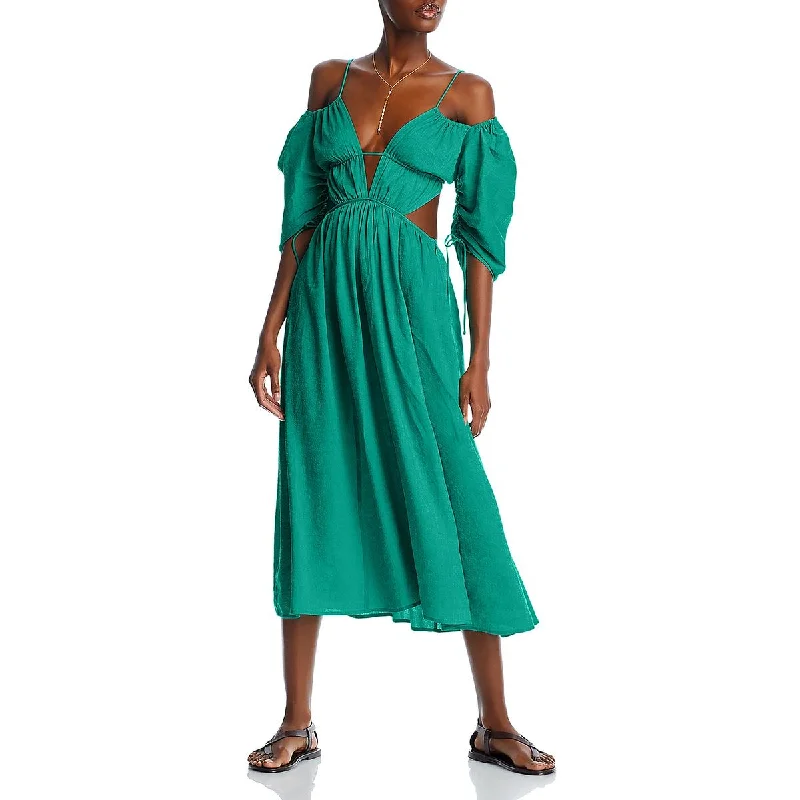 Cult Gaia Womens Charlize Linen Blend Cut-Out Midi Dress Comfortable Ribbed Midi Dress Cult Gaia Womens Charlize Linen Blend Cut-Out Midi Dress Comfortable Ribbed Midi Dress