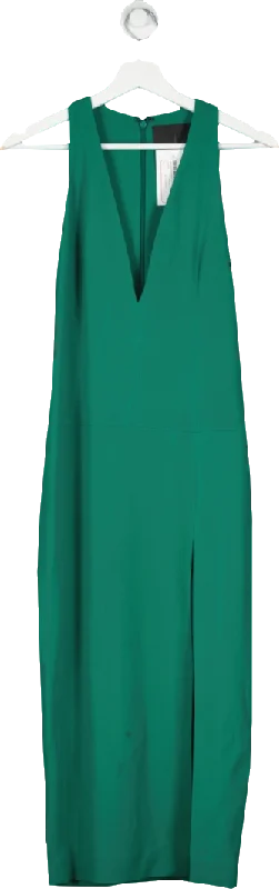 Cushnie Green High Slit Midi Dress UK XS/S Stylish Color Block Midi Dress