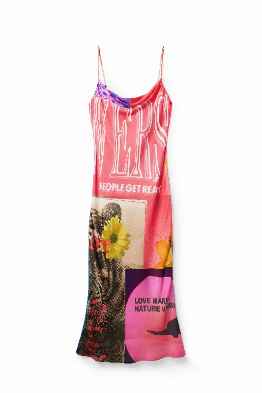 Desigual collage lingerie midi dress Trendy Square Neck Midi Dress