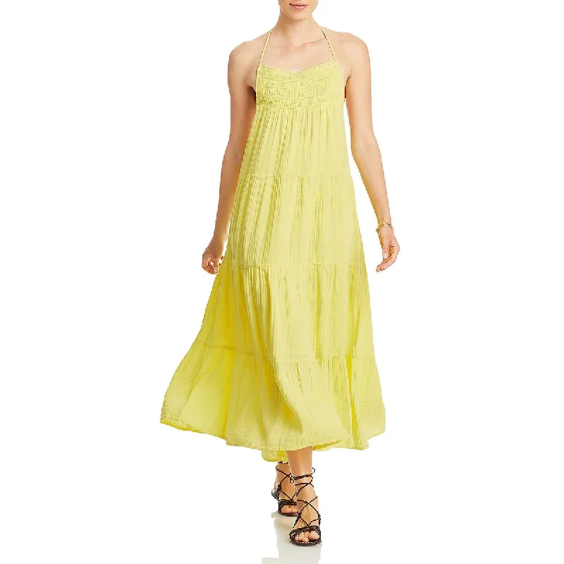 Elan Womens Cotton Halter Midi Dress Trendy Knit Midi Dress