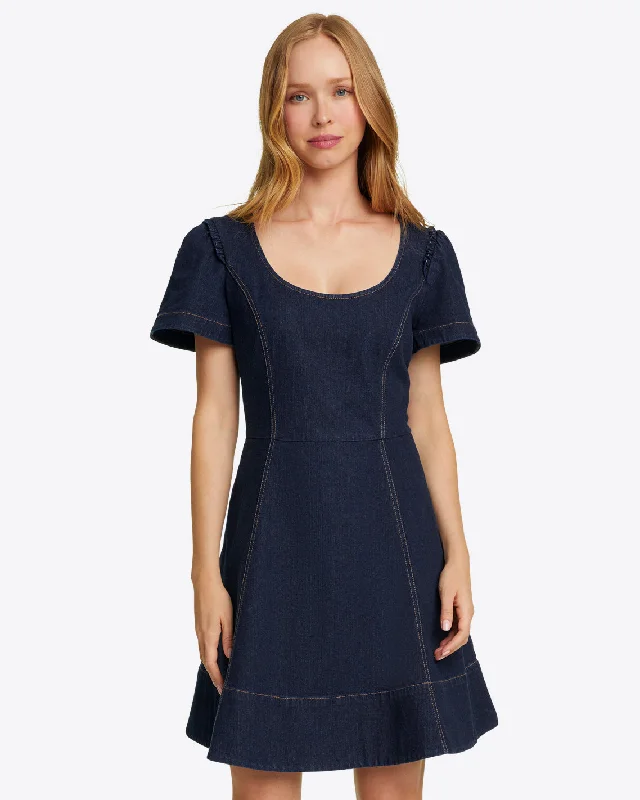 Faith Love Circle Mini Dress in Dark Wash