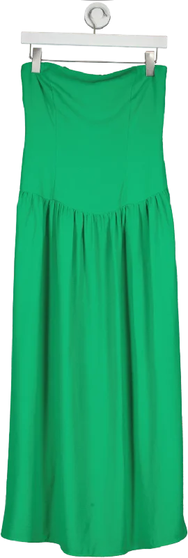 Franks London Green Strapless Midi Dress UK 8 Elegant Maxi-Midi Hybrid Dress