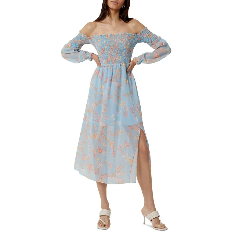 French Connection Womens Off-The-Shoulder Floral Print Midi Dress Stylish Tiered Midi Dress French Connection Womens Off-The-Shoulder Floral Print Midi Dress Stylish Tiered Midi Dress