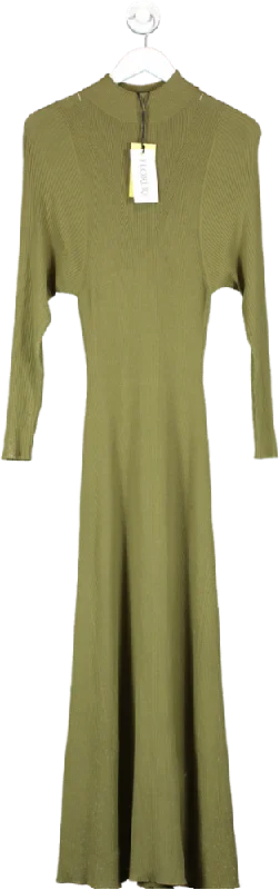 Green Florere Knit Rib Midi Dress UK 8 Stylish Silk Midi Dress