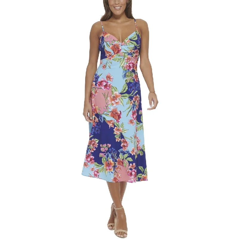 Guess Womens Floral Sweetheart Midi Dress Chic Floral Print Midi Dress