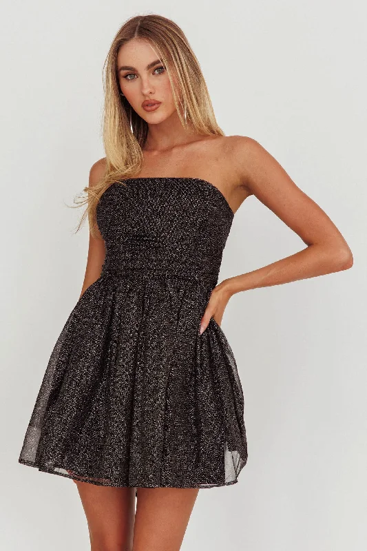 Guilty Pleasure Strapless Glitter Mini Dress Black