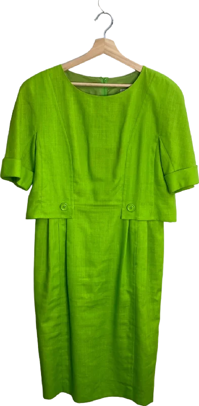 Guy Laroche Paris Vintage Green Linen blend Midi Dress UK 16 Classic Black Midi Dress Guy Laroche Paris Vintage Green Linen blend Midi Dress UK 16 Classic Black Midi Dress