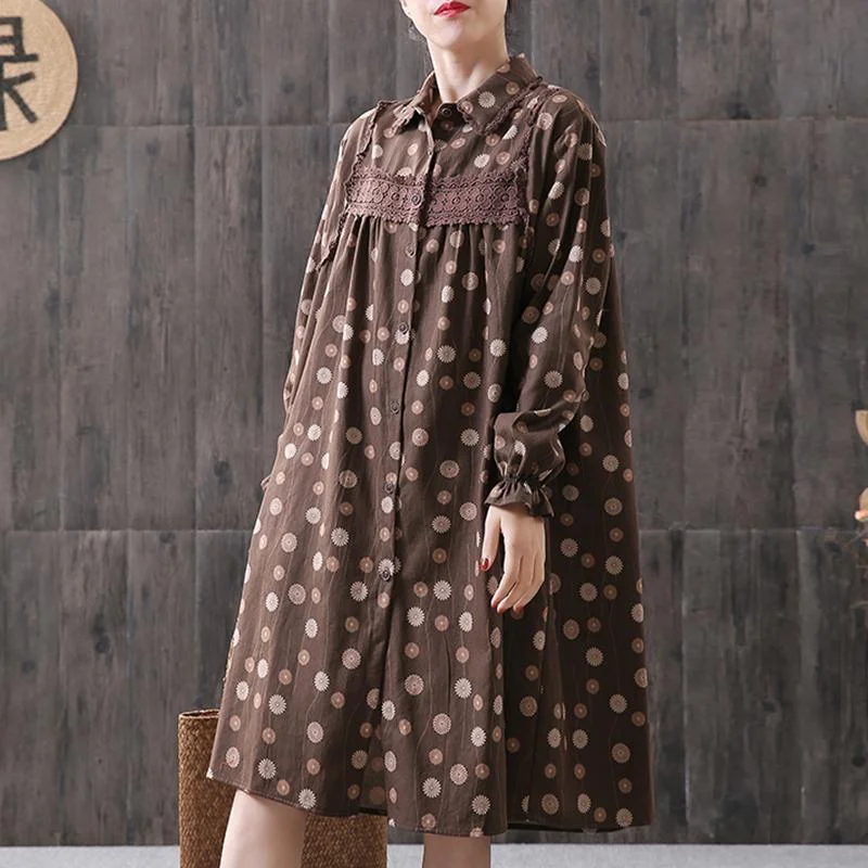 Handmade Cotton dresses Omychic Women Floral Printing Spliced Midi Dress Trendy Off-Shoulder Button Midi Dress Handmade Cotton dresses Omychic Women Floral Printing Spliced Midi Dress Trendy Off-Shoulder Button Midi Dress