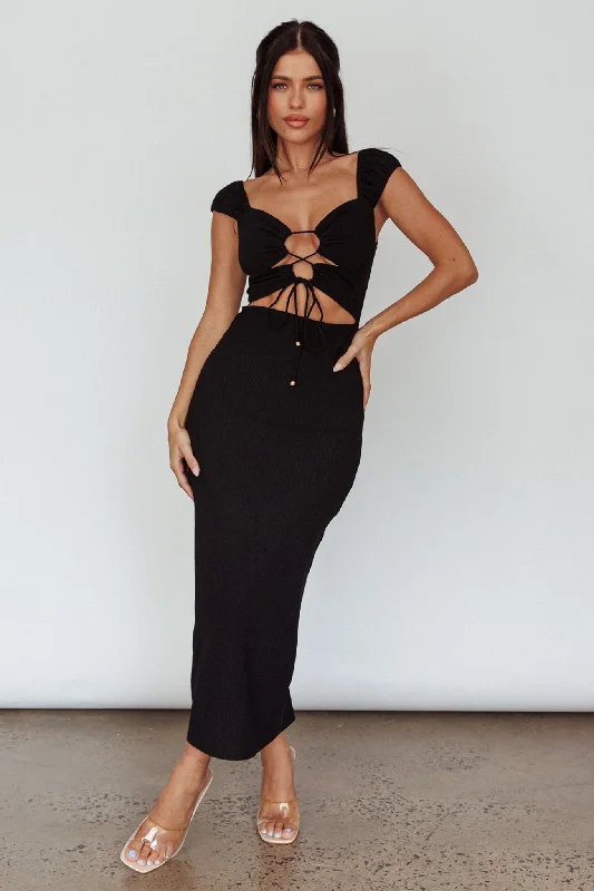 Iconic Cut-Out Bodice Midi Dress Black