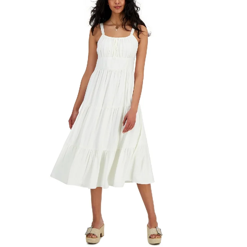 INC Womens Tiered Smocked Midi Dress Comfortable Casual Midi Dress