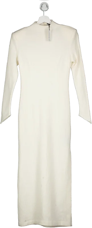 Karen Millen Cream Wool Funnel Neck Knit Midi Dress UK XS Comfortable Empire Waist Midi Dress Karen Millen Cream Wool Funnel Neck Knit Midi Dress UK XS Comfortable Empire Waist Midi Dress