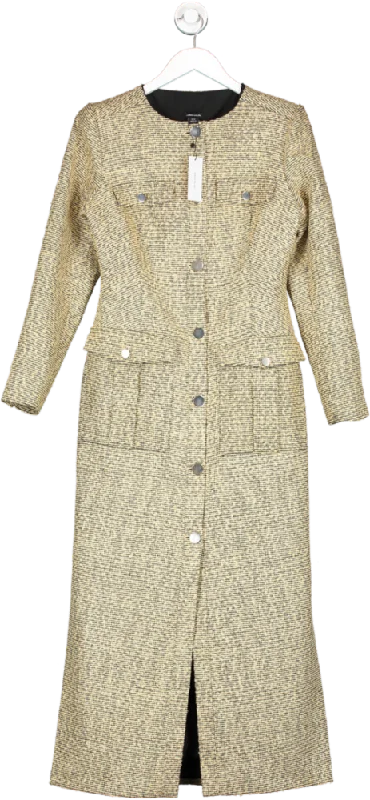 Karen Millen Metallic Tailored Boucle Pocket Detail Long Sleeve Midi Dress UK 8 Comfortable Sleeveless Midi Dress Karen Millen Metallic Tailored Boucle Pocket Detail Long Sleeve Midi Dress UK 8 Comfortable Sleeveless Midi Dress