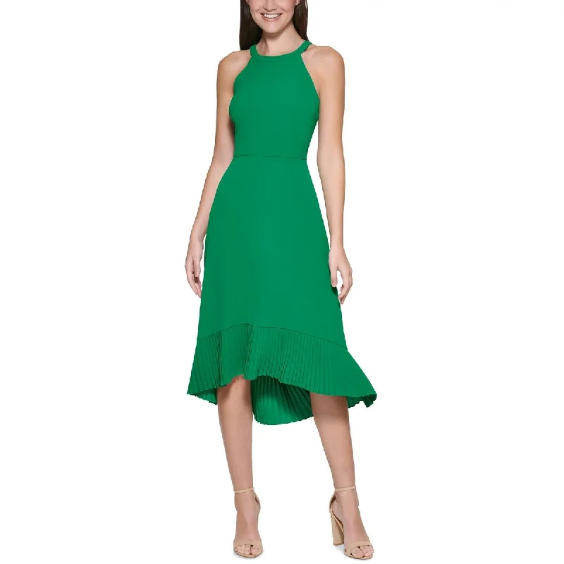 Kensie Dresses Womens Pleated Tea Length Midi Dress Cozy Wide Strap Midi Dress