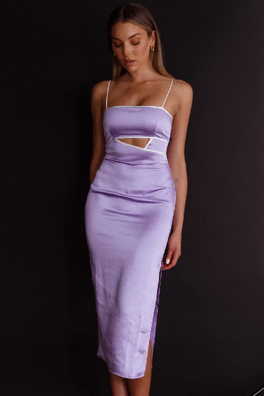 Laia Cut-Out Bodice Midi Dress Lilac