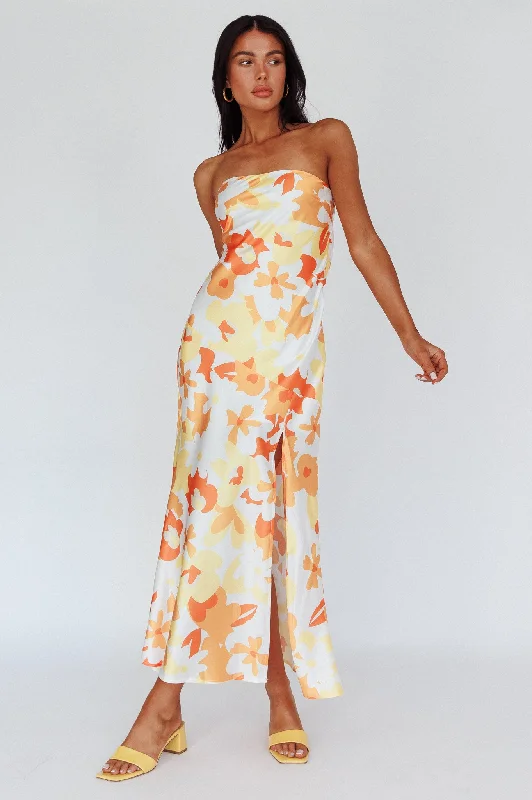 Latisha Strappy Cowl Back Midi Dress Floral Orange