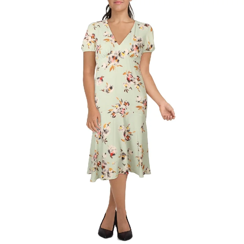 Lauren Ralph Lauren Womens Puff Sleeve V Neck Midi Dress Cozy Spaghetti Strap Midi Dress Lauren Ralph Lauren Womens Puff Sleeve V Neck Midi Dress Cozy Spaghetti Strap Midi Dress