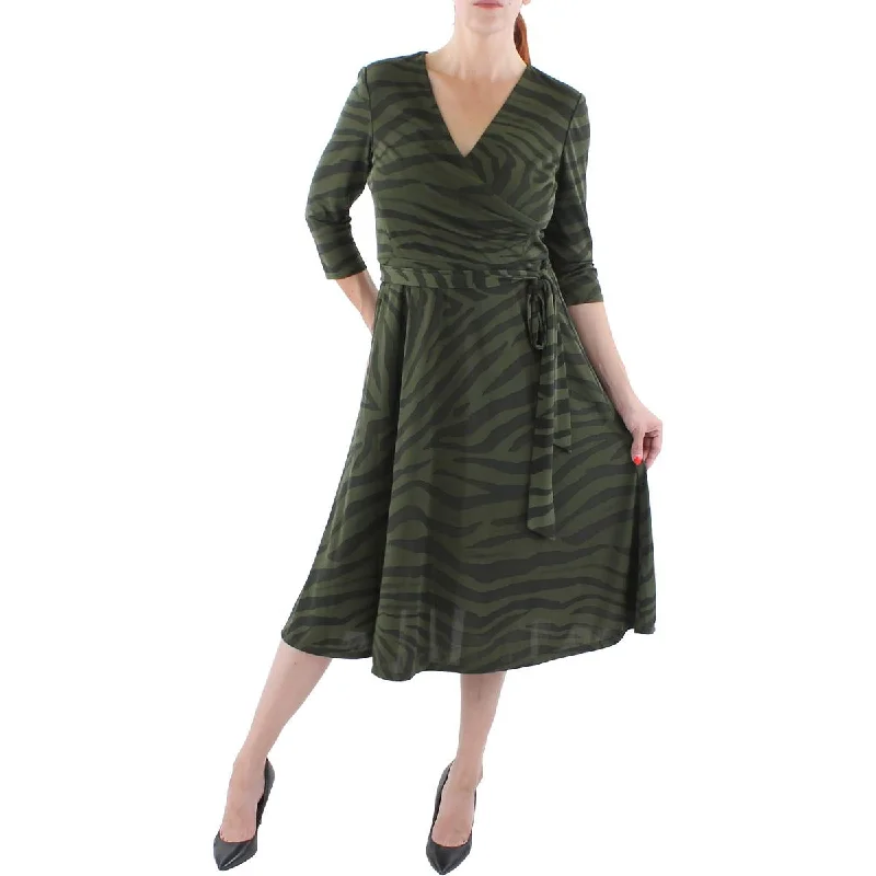 Lauren Ralph Lauren Womens Surplice Printed Midi Dress Comfortable Button Front Midi Dress Lauren Ralph Lauren Womens Surplice Printed Midi Dress Comfortable Button Front Midi Dress