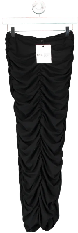 Leau Black Ruched Strapless Midi Dress UK XS Fashionable Skater Midi Dress