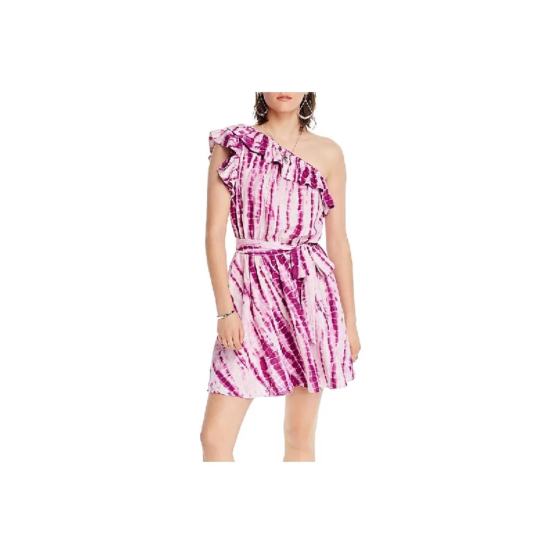 LINI Womens Ruffled Tie-Dye Mini Dress Stylish Sweetheart Mini Dress