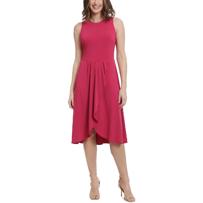 London Times Womens Asymmetric  Midi Dress Comfortable Knitwear Midi Dress