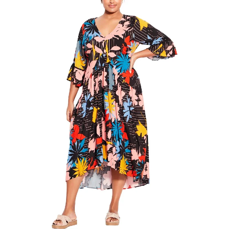 Loralette Womens Plus Valencia Daytime Floral Print Midi Dress Fashionable Wide Leg Midi Dress Loralette Womens Plus Valencia Daytime Floral Print Midi Dress Fashionable Wide Leg Midi Dress