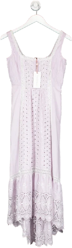 loveshackfancy lilac crochet-trimmed broderie anglaise midi dress UK XXS Fashionable High-Low Midi Dress loveshackfancy lilac crochet-trimmed broderie anglaise midi dress UK XXS Fashionable High-Low Midi Dress