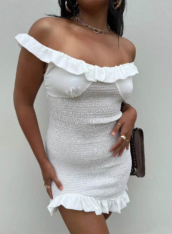 Maleah Mini Dress White Chic Pleated Mini Dress