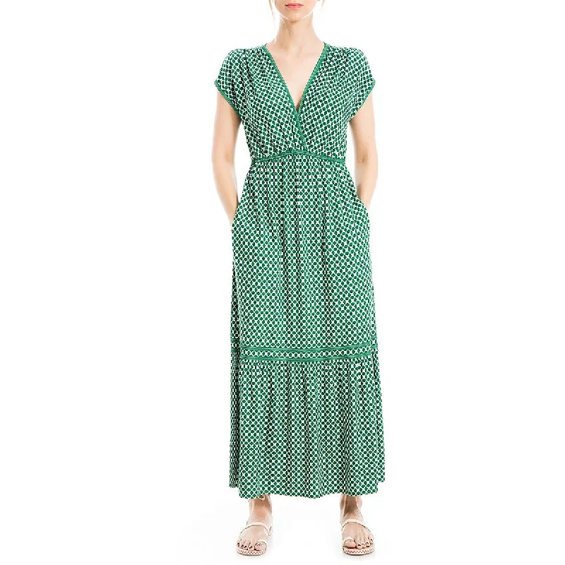 Max Studio Womens Lattice Midi Dress Fashionable Pleated Midi Dress