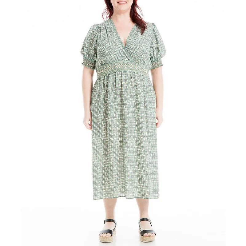 Max Studio Womens Plus Printed Surplice Midi Dress Comfortable Adjustable Strap Midi Dress Max Studio Womens Plus Printed Surplice Midi Dress Comfortable Adjustable Strap Midi Dress