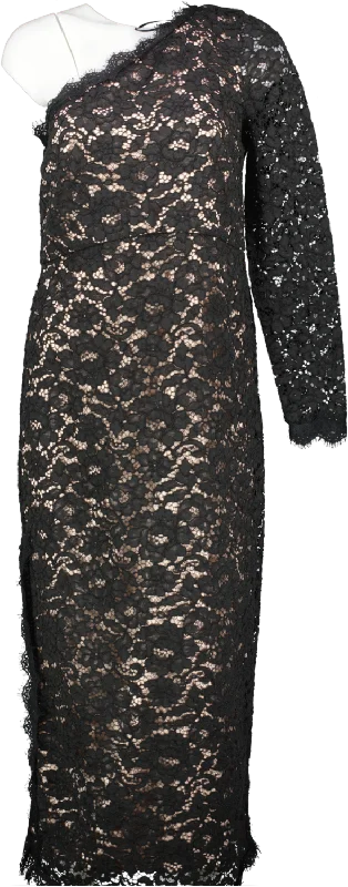 Mint Velvet Black One Shoulder Midi Dress UK 12 Fashionable Polka Dot Midi Dress